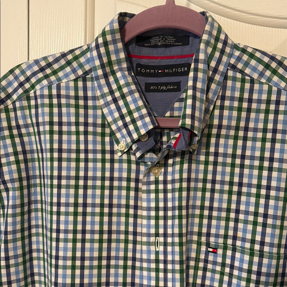 Tommy Hilfiger Blue & Green Check Button-Down Shirt